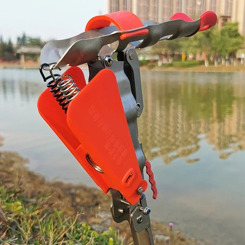 Automatic Double Spring Fishing Rod Holder – Foldable Anti-Rust Steel Pole Stand for Bank and Sea Fishing