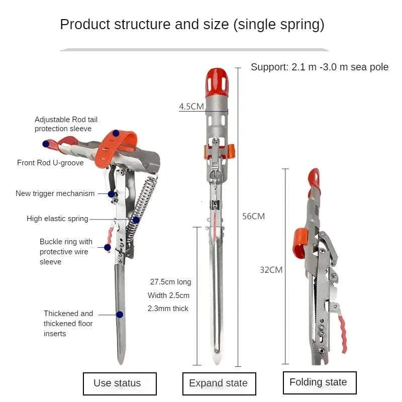 Automatic Double Spring Fishing Rod Holder – Foldable Anti-Rust Steel Pole Stand for Bank and Sea Fishing