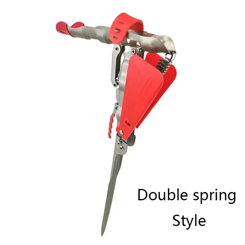 Automatic Double Spring Fishing Rod Holder – Foldable Anti-Rust Steel Pole Stand for Bank and Sea Fishing