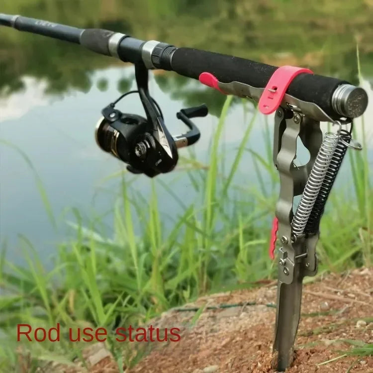 Automatic Double Spring Fishing Rod Holder – Foldable Anti-Rust Steel Pole Stand for Bank and Sea Fishing