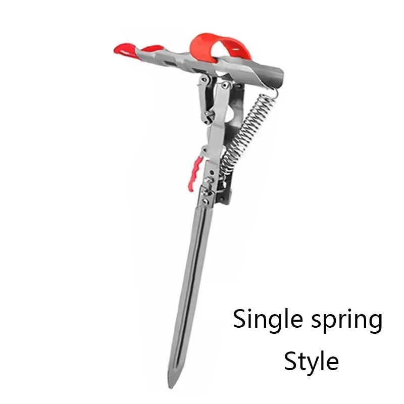 Automatic Double Spring Fishing Rod Holder – Foldable Anti-Rust Steel Pole Stand for Bank and Sea Fishing