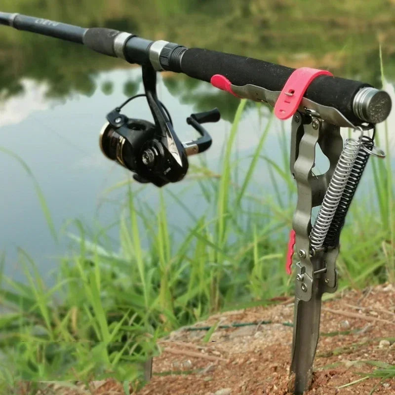 Automatic Double Spring Fishing Rod Holder – Foldable Anti-Rust Steel Pole Stand for Bank and Sea Fishing