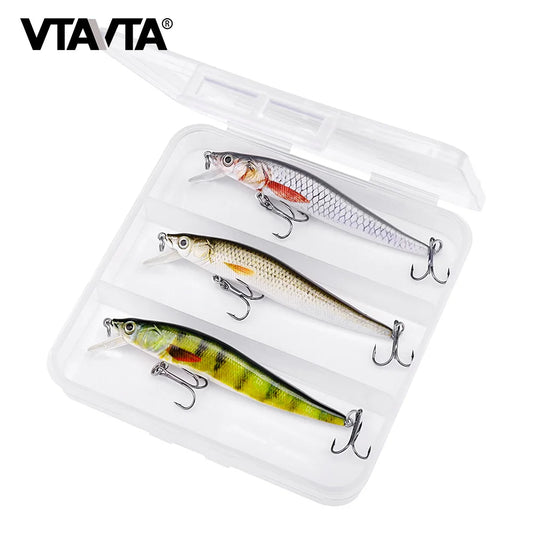 VTAVTA 3pcs/Box Black Minnow Lures For Fishing 85mm 6.5g Floating Wobblers For Pike Crankbaits Fishing Lures Set Artificial Bait