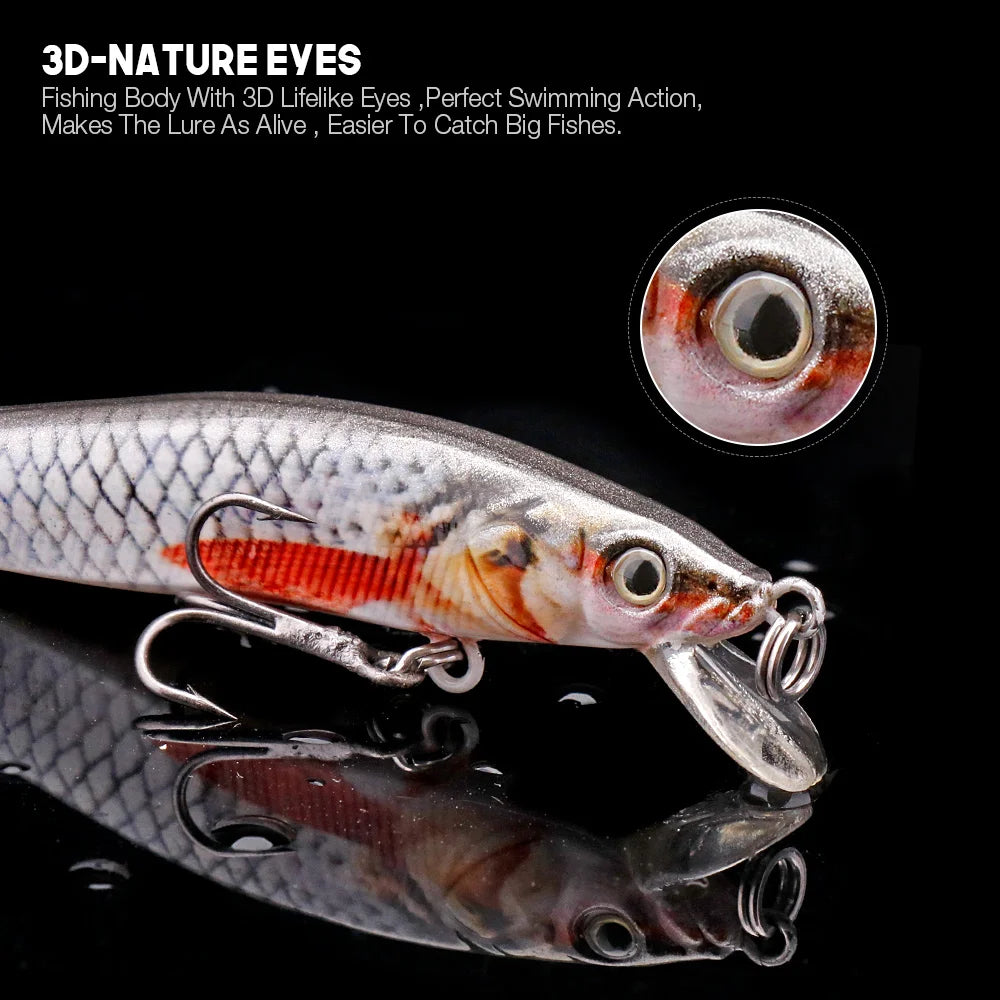 VTAVTA 3pcs/Box Black Minnow Lures For Fishing 85mm 6.5g Floating Wobblers For Pike Crankbaits Fishing Lures Set Artificial Bait