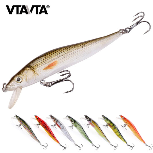 VTAVTA 8.5cm 6.5g Floating Wobblers Minnow Fishing Lures Crankbait Hard Bait for Fish Lure Pike Fishing Equipment Black Minnow