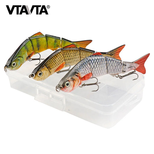 VTAVTA 3pcs 12cm 16g 4-Segment Fishing Lure Set of Wobbler Multi Jointed Sinking Swimbait Bionic Artificial Bait Pike Tackle Kit