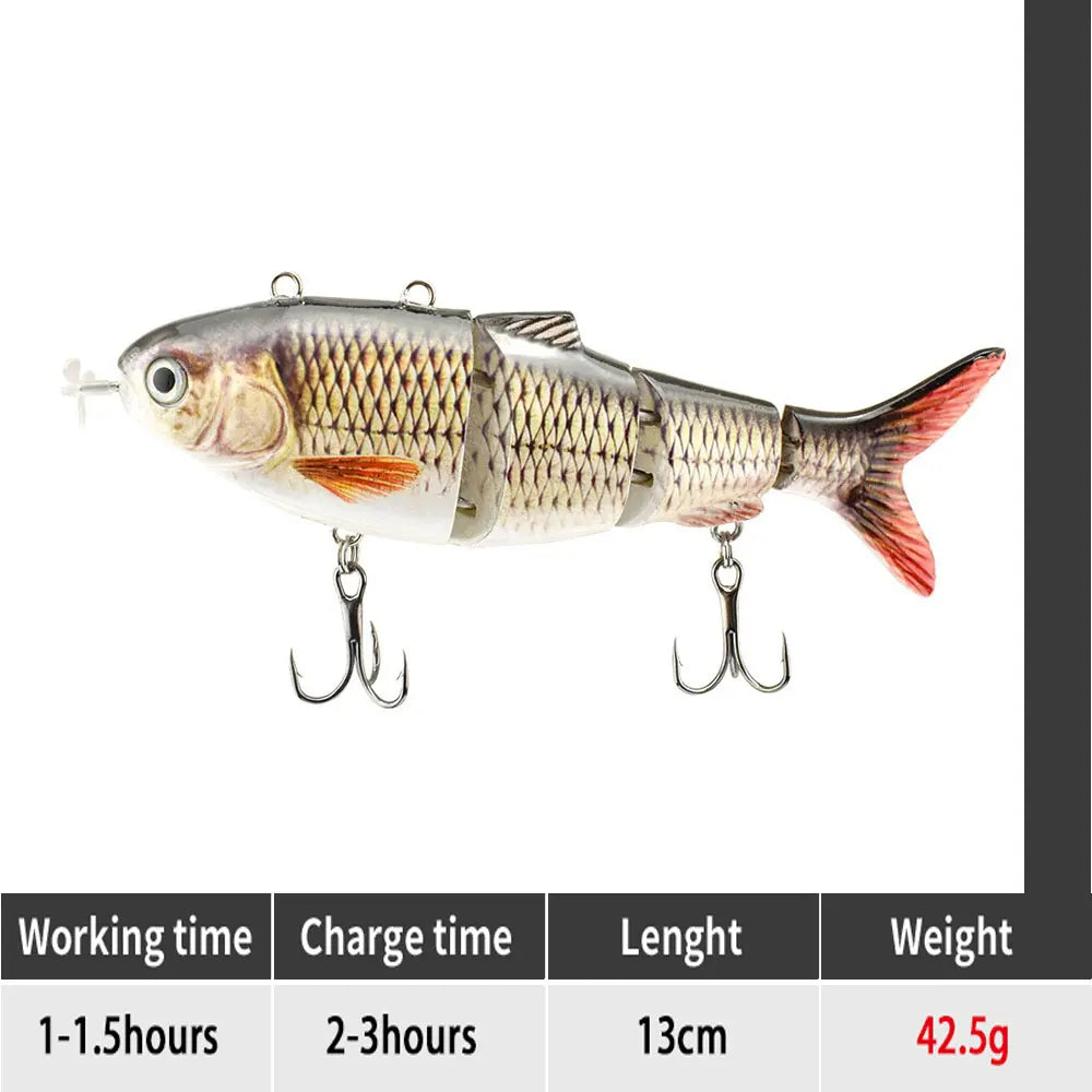 Electric RoboSwim 4-Segment Crankbait – Flashing LED, Lifelike Action, Rechargeable Fishing Lure