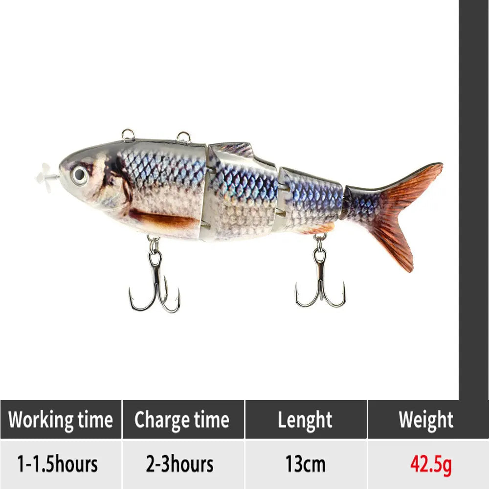 Electric RoboSwim 4-Segment Crankbait – Flashing LED, Lifelike Action, Rechargeable Fishing Lure