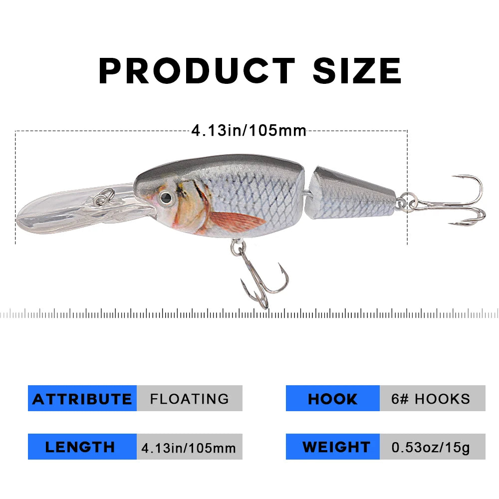 VTAVTA 2-segments Jointed Fishing Lures 105mm 15g Folating Minnow Lures Artificial Bait Wobblers For Pike Fishing Accessories