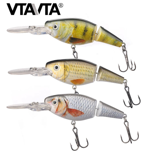 VTAVTA 2-segments Jointed Fishing Lures 105mm 15g Folating Minnow Lures Artificial Bait Wobblers For Pike Fishing Accessories