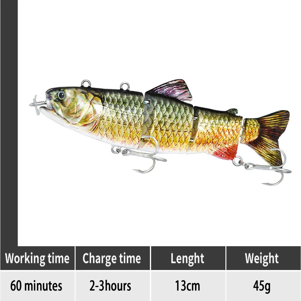 Electric RoboSwim 4-Segment Crankbait – Flashing LED, Lifelike Action, Rechargeable Fishing Lure