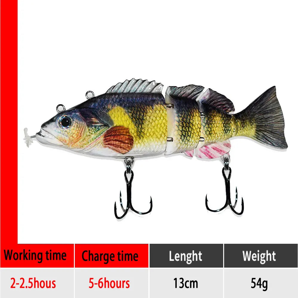 Electric RoboSwim 4-Segment Crankbait – Flashing LED, Lifelike Action, Rechargeable Fishing Lure