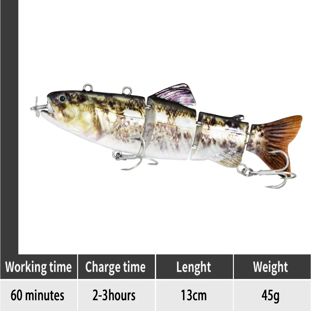 Electric RoboSwim 4-Segment Crankbait – Flashing LED, Lifelike Action, Rechargeable Fishing Lure