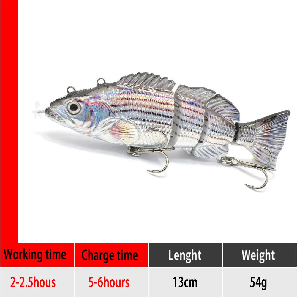 Electric RoboSwim 4-Segment Crankbait – Flashing LED, Lifelike Action, Rechargeable Fishing Lure