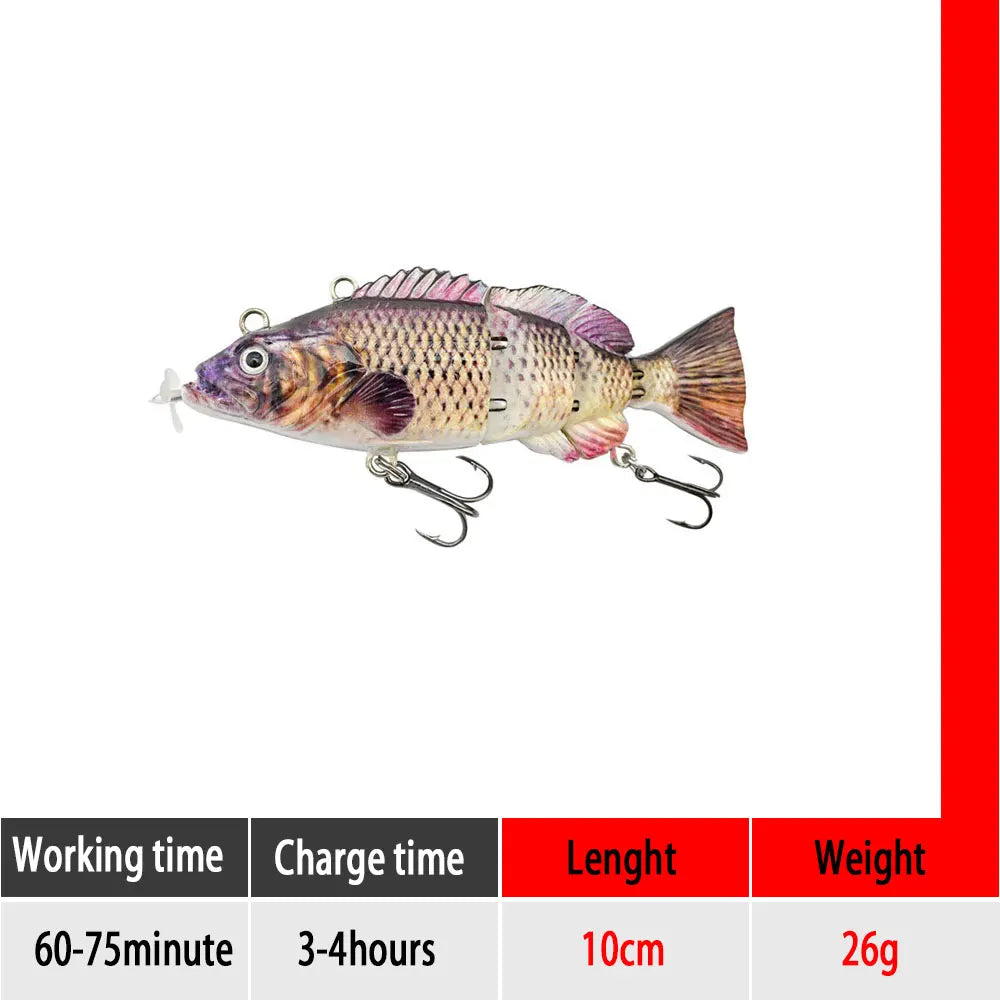 Electric RoboSwim 4-Segment Crankbait – Flashing LED, Lifelike Action, Rechargeable Fishing Lure