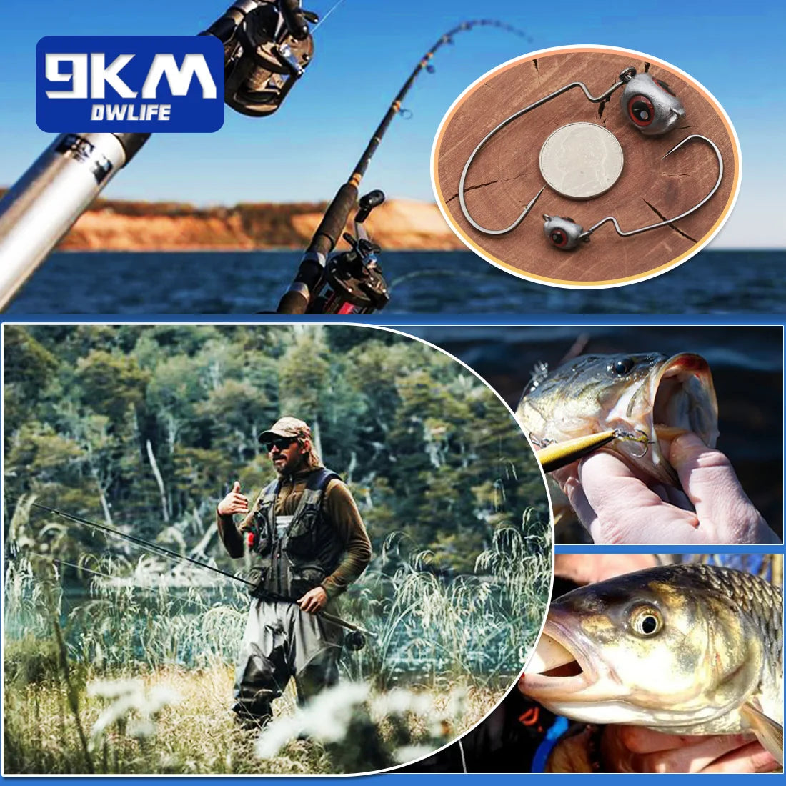 Big Eye Jig Heads Hooks 10Pcs Fishing Texas Jig Head