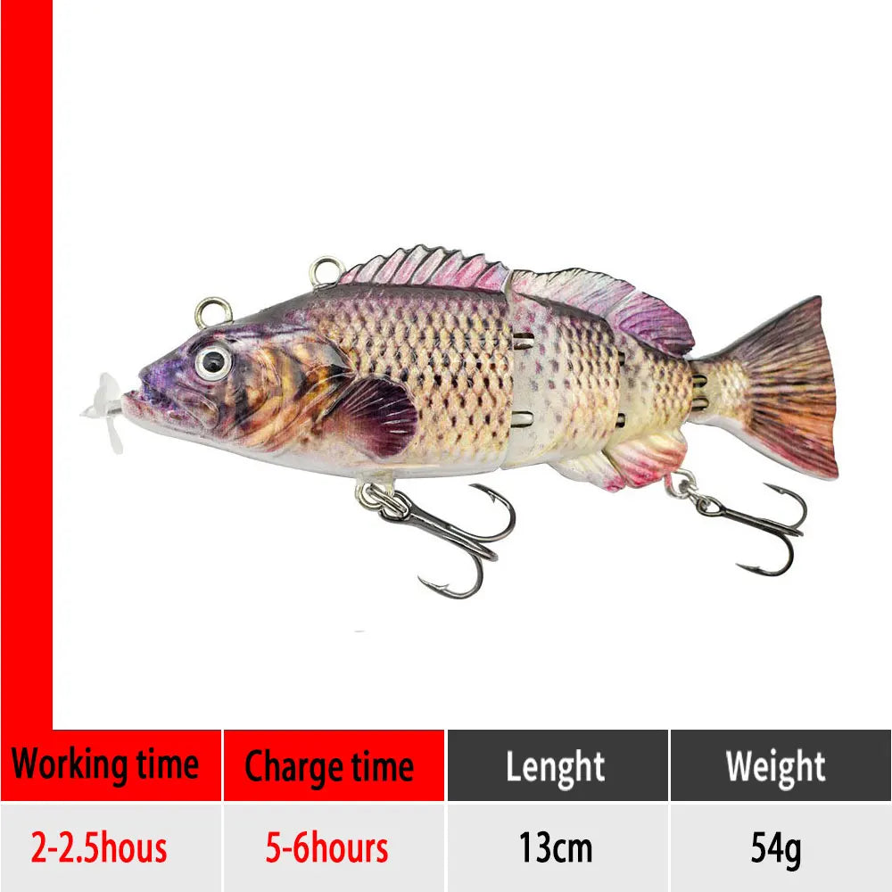 Electric RoboSwim 4-Segment Crankbait – Flashing LED, Lifelike Action, Rechargeable Fishing Lure