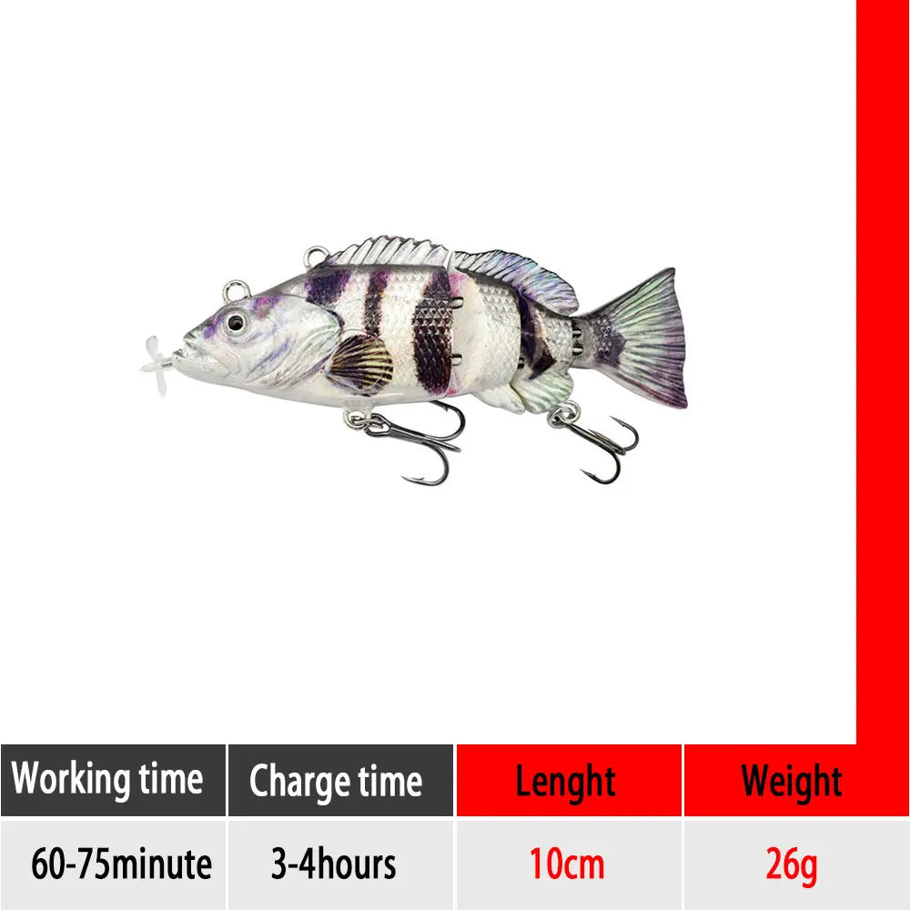 Electric RoboSwim 4-Segment Crankbait – Flashing LED, Lifelike Action, Rechargeable Fishing Lure