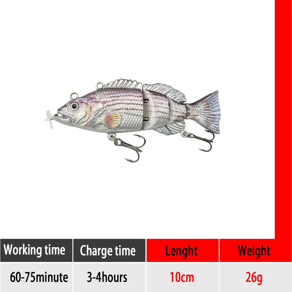 Electric RoboSwim 4-Segment Crankbait – Flashing LED, Lifelike Action, Rechargeable Fishing Lure