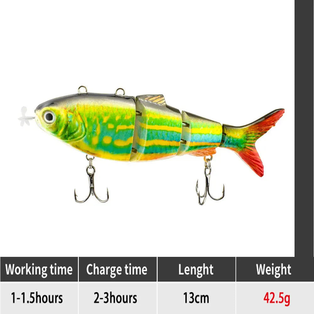 Electric RoboSwim 4-Segment Crankbait – Flashing LED, Lifelike Action, Rechargeable Fishing Lure