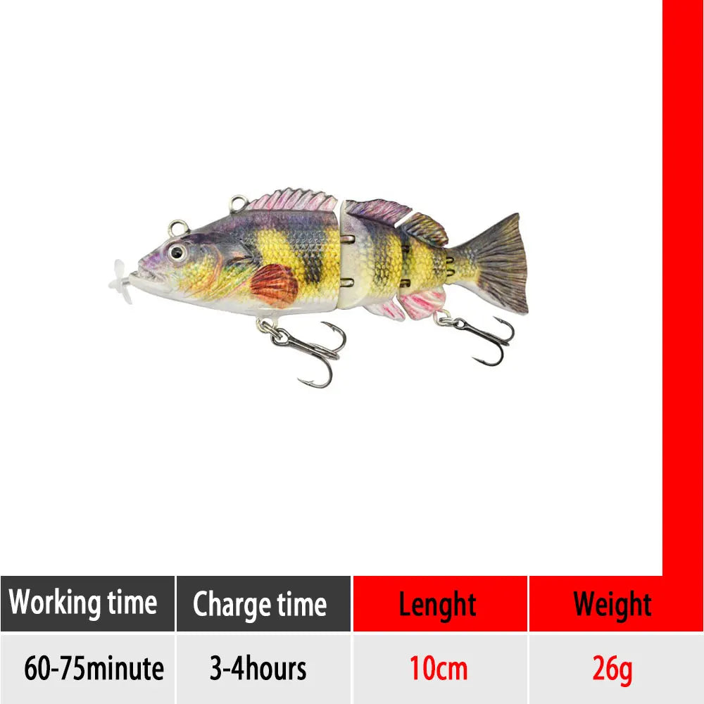 Electric RoboSwim 4-Segment Crankbait – Flashing LED, Lifelike Action, Rechargeable Fishing Lure