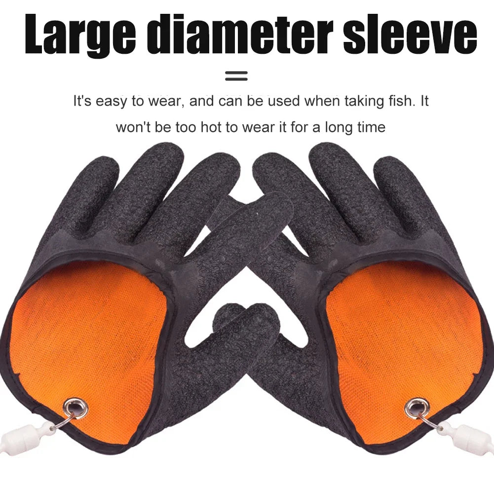 Fishing Gloves Anti-Slip Protect Hand from Puncture Scrapes Fisherman Professional Catch Fish Latex Hunting Gloves Left/Right