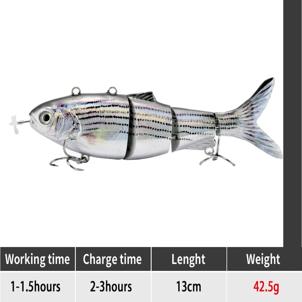 Electric RoboSwim 4-Segment Crankbait – Flashing LED, Lifelike Action, Rechargeable Fishing Lure