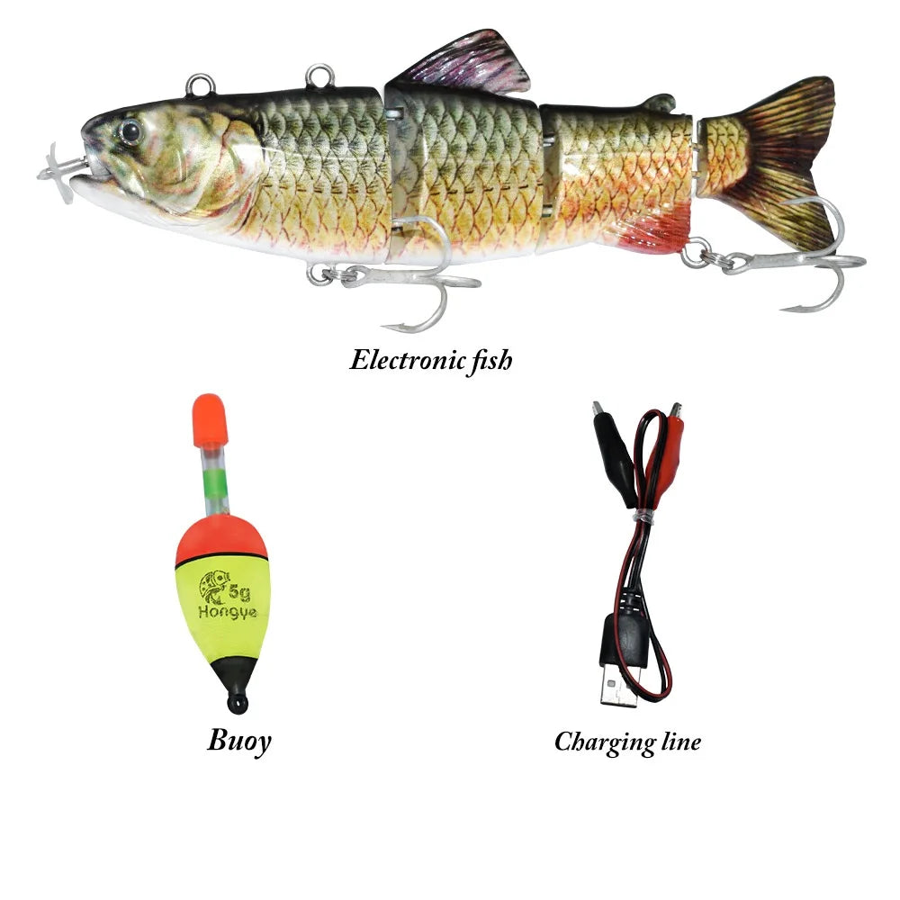 Electric RoboSwim 4-Segment Crankbait – Flashing LED, Lifelike Action, Rechargeable Fishing Lure