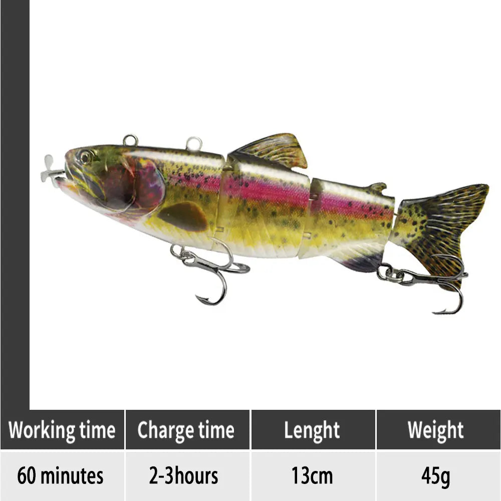 Electric RoboSwim 4-Segment Crankbait – Flashing LED, Lifelike Action, Rechargeable Fishing Lure