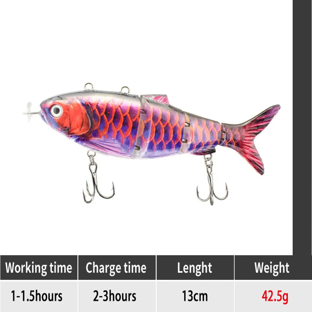 Electric RoboSwim 4-Segment Crankbait – Flashing LED, Lifelike Action, Rechargeable Fishing Lure