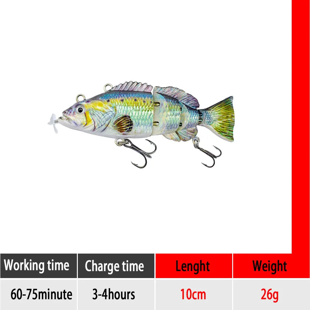 Electric RoboSwim 4-Segment Crankbait – Flashing LED, Lifelike Action, Rechargeable Fishing Lure