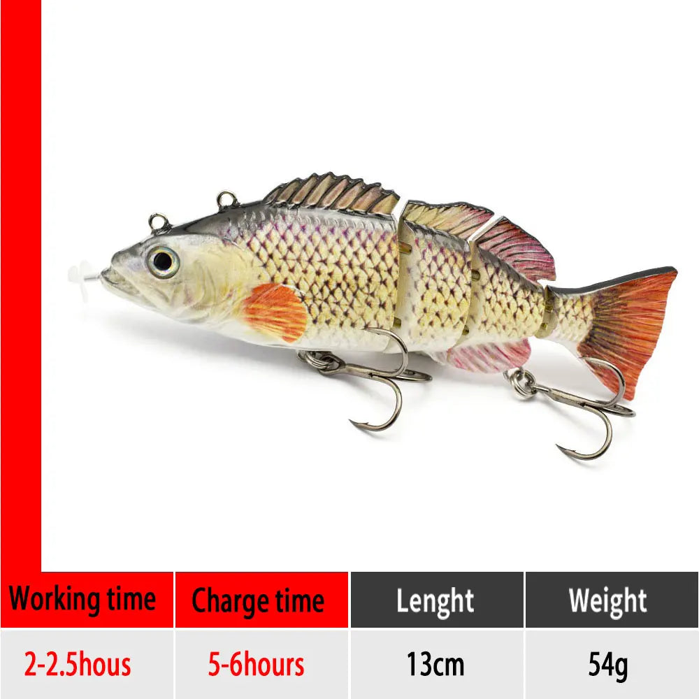 Electric RoboSwim 4-Segment Crankbait – Flashing LED, Lifelike Action, Rechargeable Fishing Lure